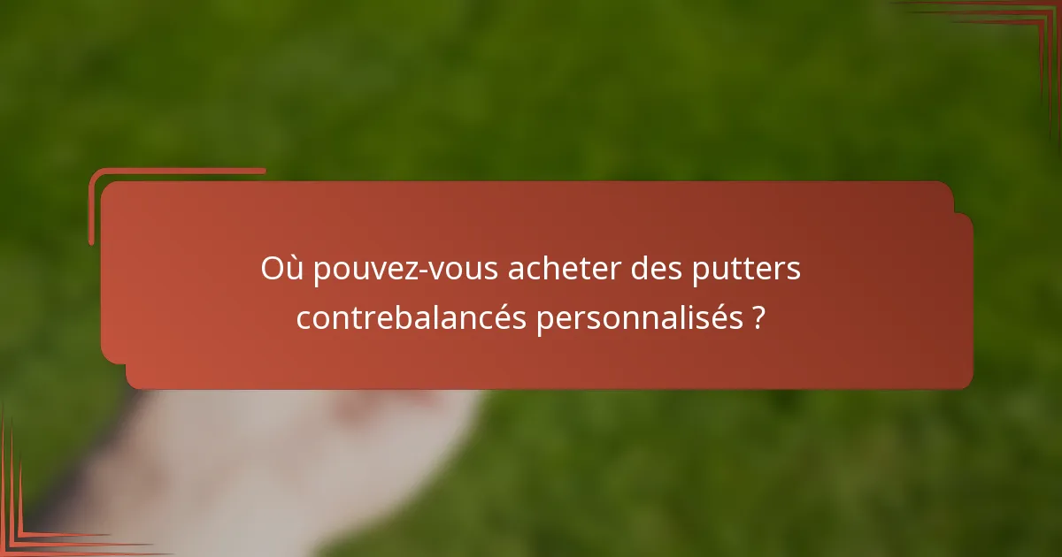 Où pouvez-vous acheter des putters contrebalancés personnalisés ?