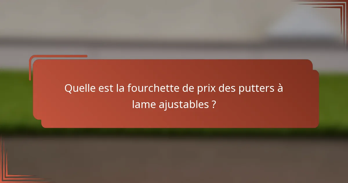 Quelle est la fourchette de prix des putters à lame ajustables ?