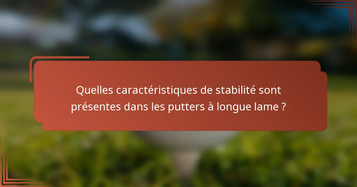 Quelles caractéristiques de stabilité sont présentes dans les putters à longue lame ?