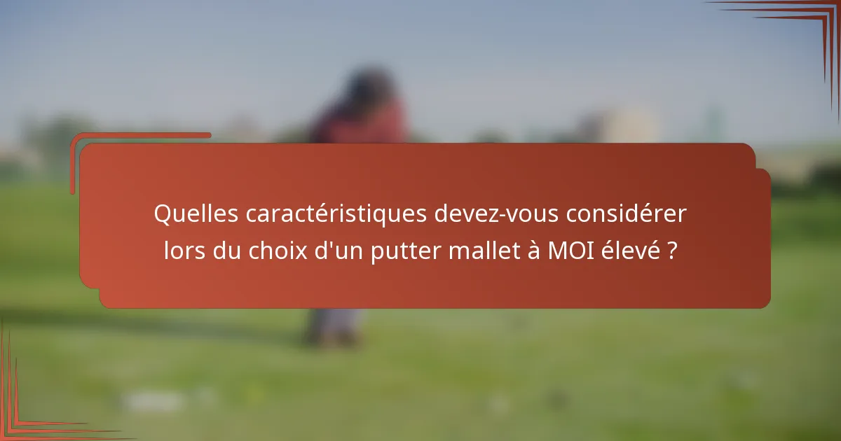 Quelles caractéristiques devez-vous considérer lors du choix d'un putter mallet à MOI élevé ?