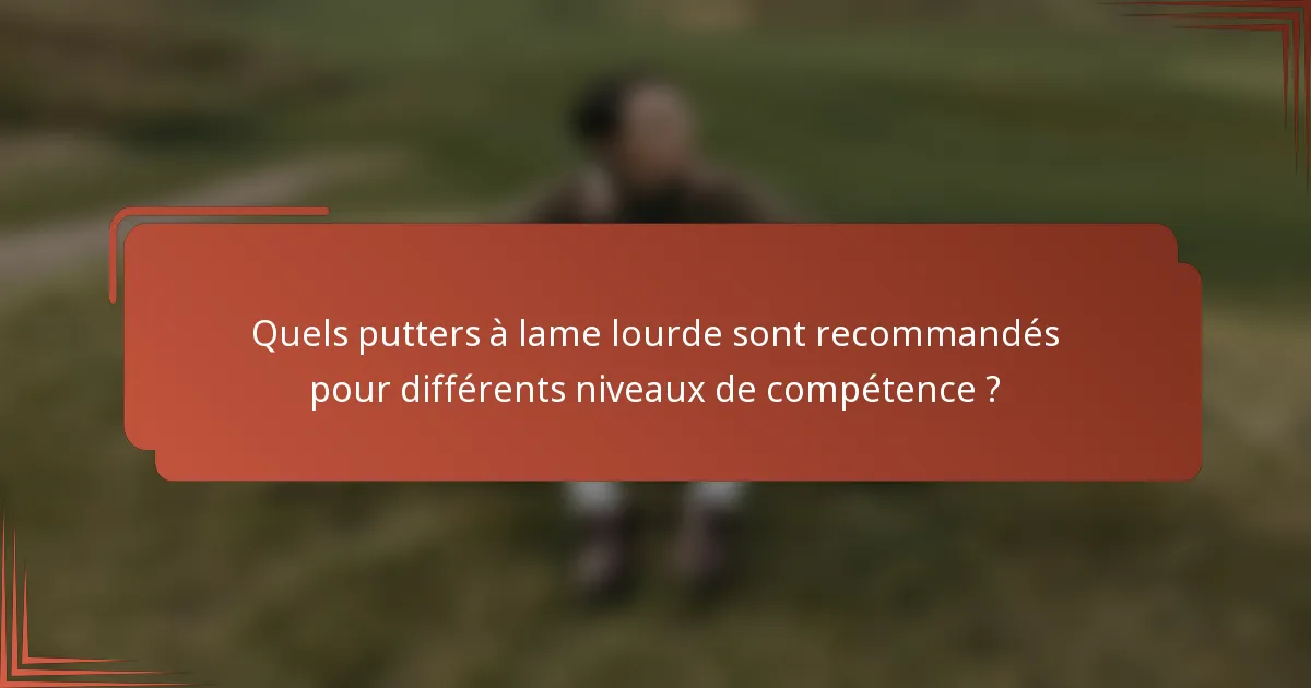 Quels putters à lame lourde sont recommandés pour différents niveaux de compétence ?