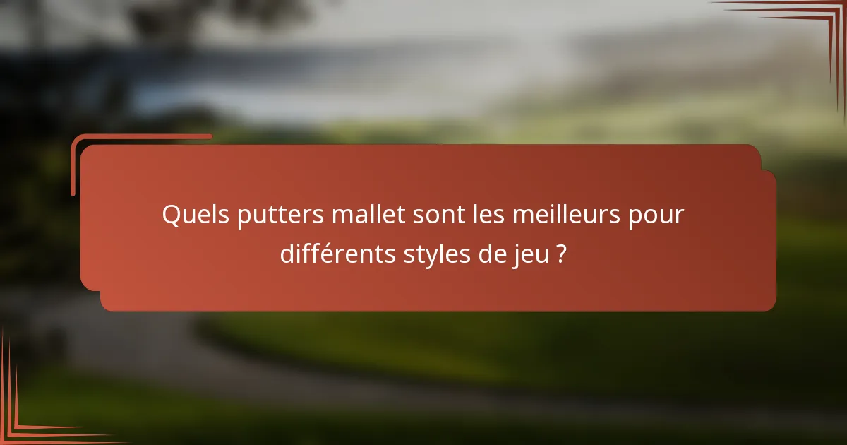 Quels putters mallet sont les meilleurs pour différents styles de jeu ?