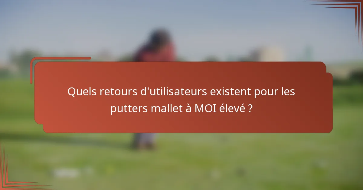 Quels retours d'utilisateurs existent pour les putters mallet à MOI élevé ?