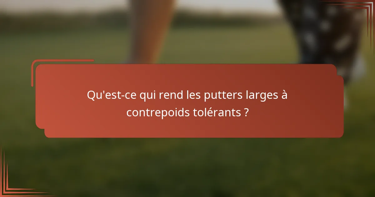 Qu'est-ce qui rend les putters larges à contrepoids tolérants ?